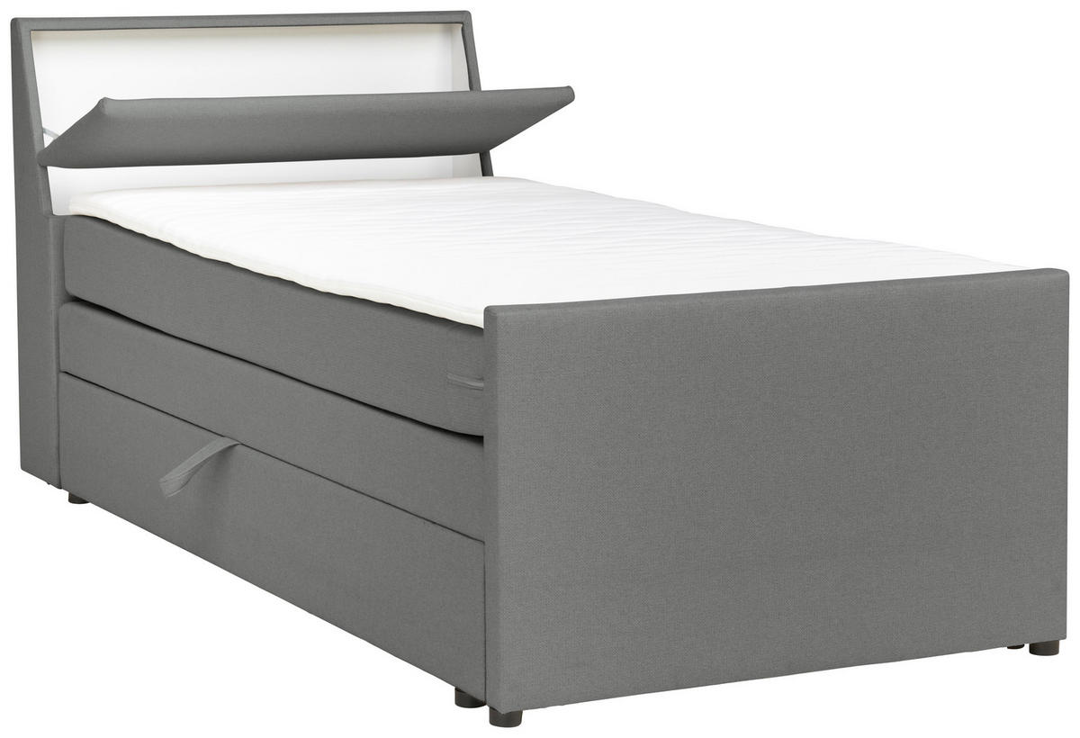 BOXSPRINGBETT 120/200 cm  in Grau  - Schwarz/Grau, MODERN, Holz/Textil (120/200cm) - MID.YOU