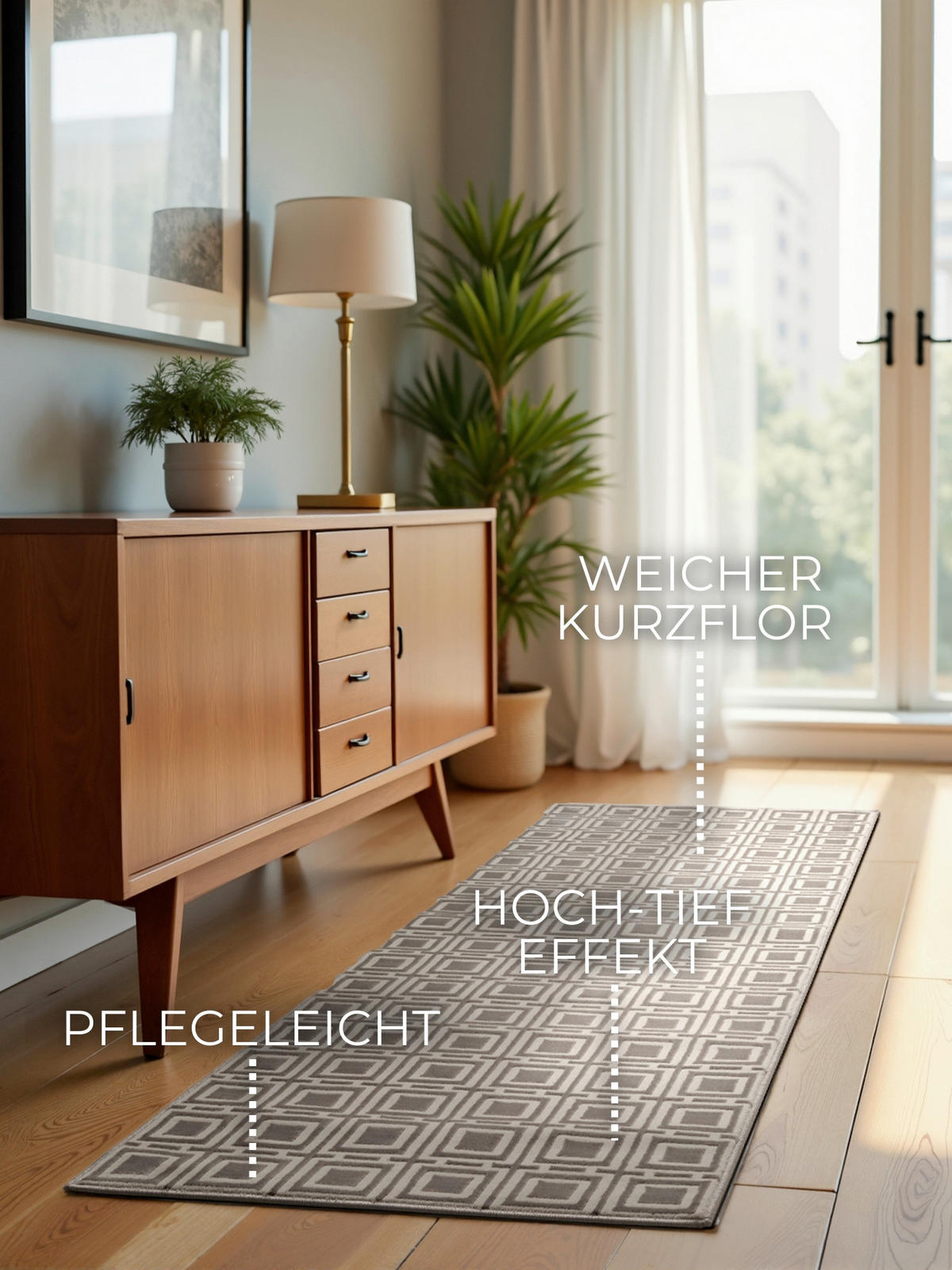 LÄUFER 80/240 cm Perles  - Creme/Grau, Design, Kunststoff (80/240cm) - Elle Decoration