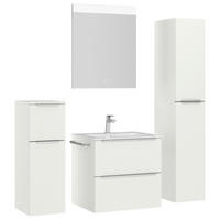 BADEZIMMER 5-teilig  in 121 cm  - Edelstahlfarben/Weiß, MODERN, Holzwerkstoff/Stein (121cm) - Nobilia