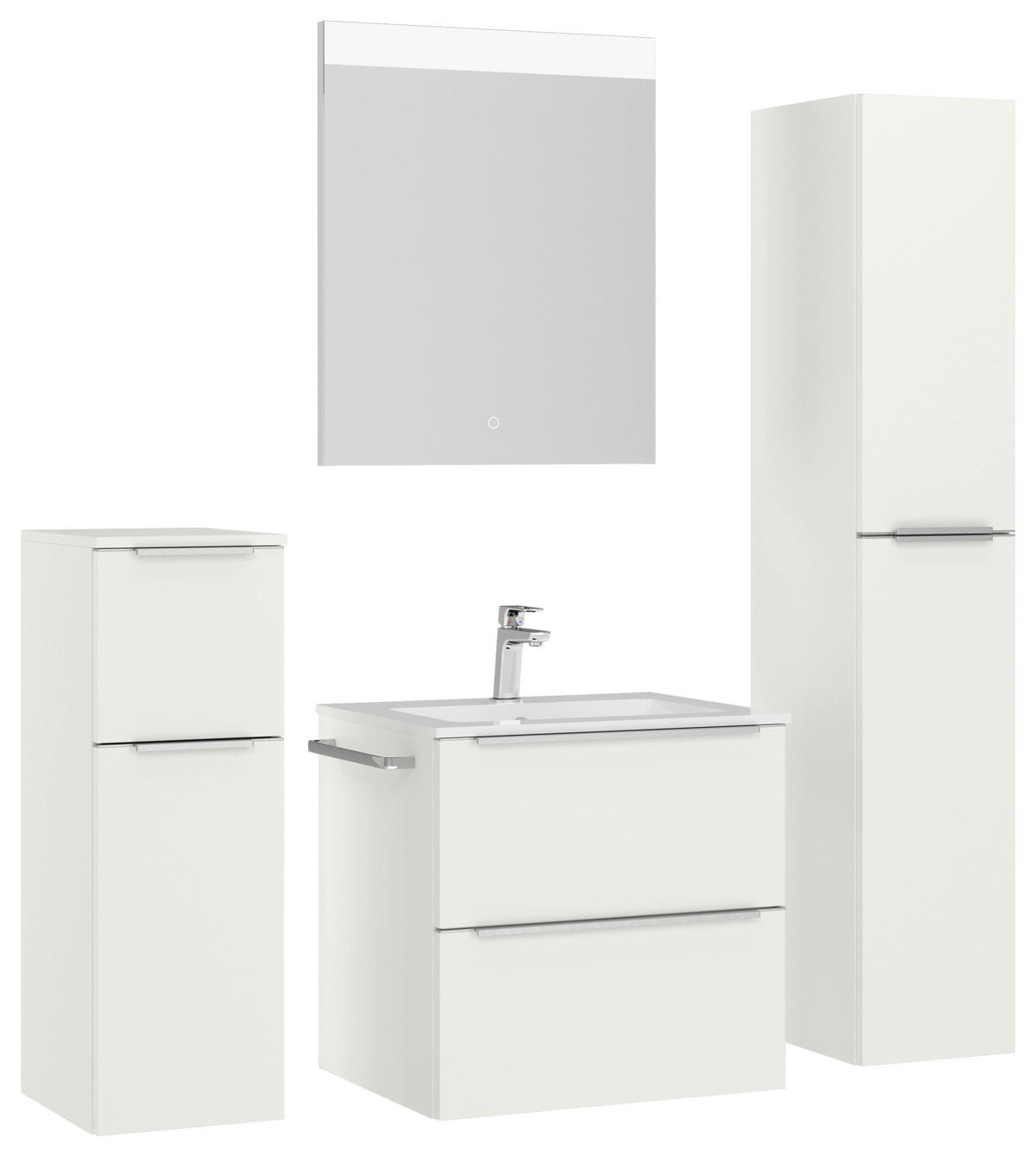 BADEZIMMER 5-teilig  in 121 cm  - Edelstahlfarben/Weiß, MODERN, Holzwerkstoff/Stein (121cm) - Nobilia