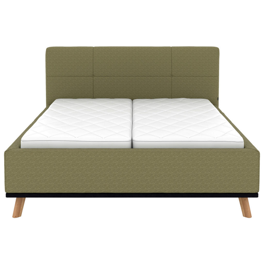 Thumbnail - Musterring Polsterbett, Olivgrün, Textil, Birke, Buche,Esche, massiv, H3, Höhe ca. 20 cm, 180x200 cm, Reach, atmungsakti...