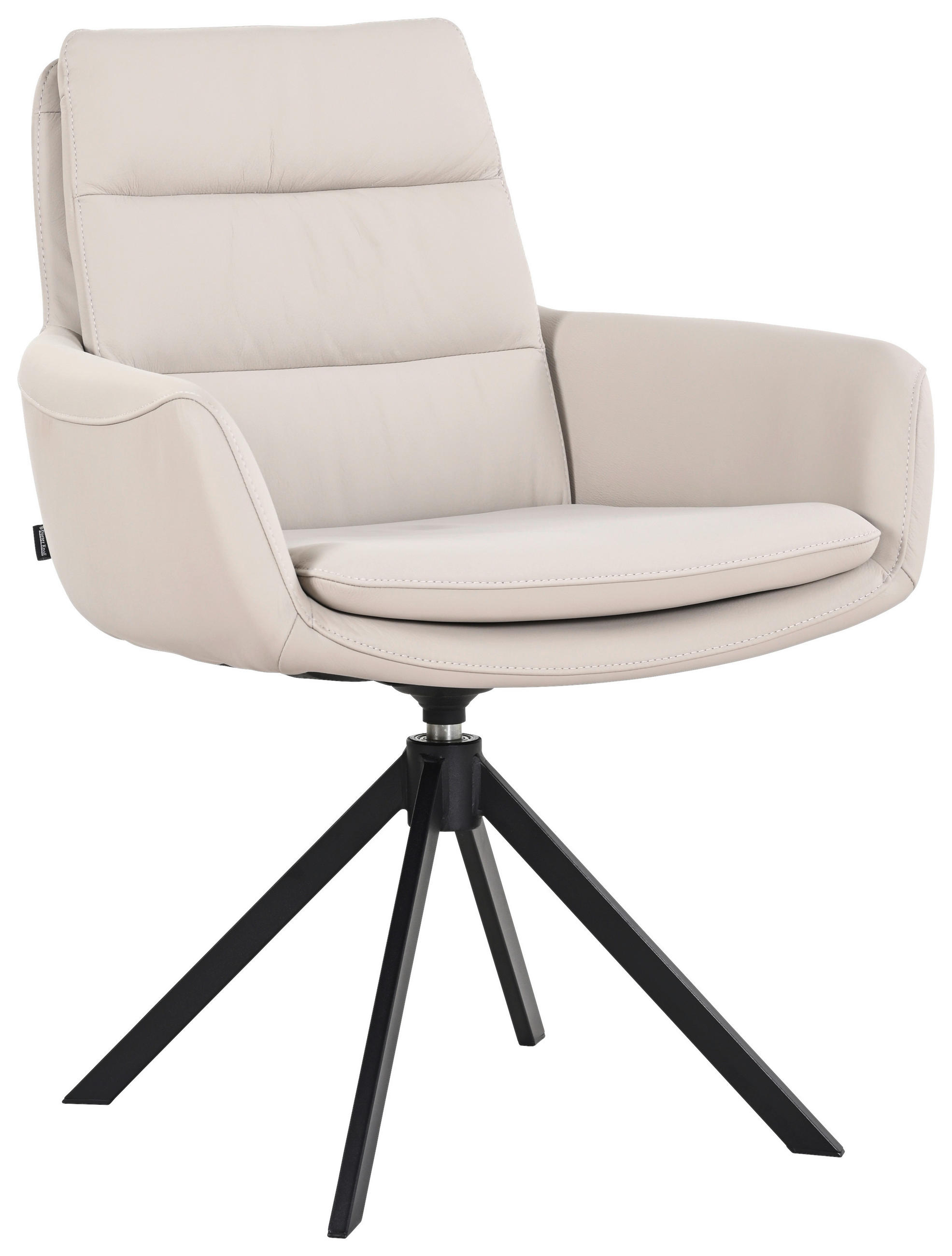 ARMLEHNSTUHL  in Echtleder naturbelassen  - Taupe/Schwarz, Design, Leder/Metall (62,5/86,5/66,5cm) - Dieter Knoll