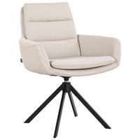 ARMLEHNSTUHL  in Echtleder naturbelassen  - Taupe/Schwarz, Design, Leder/Metall (62,5/86,5/66,5cm) - Dieter Knoll