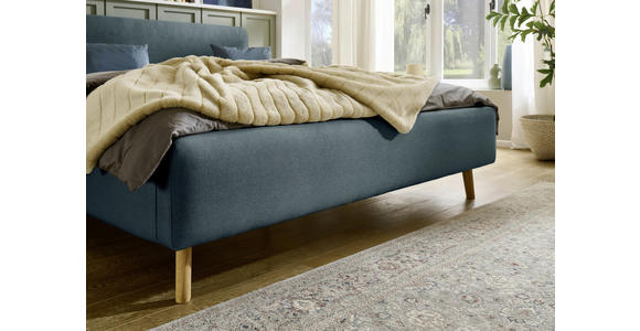 POLSTERBETT 160/200 cm  in Blau  - Blau/Eichefarben, Design, Holz/Textil (160/200cm) - Xora