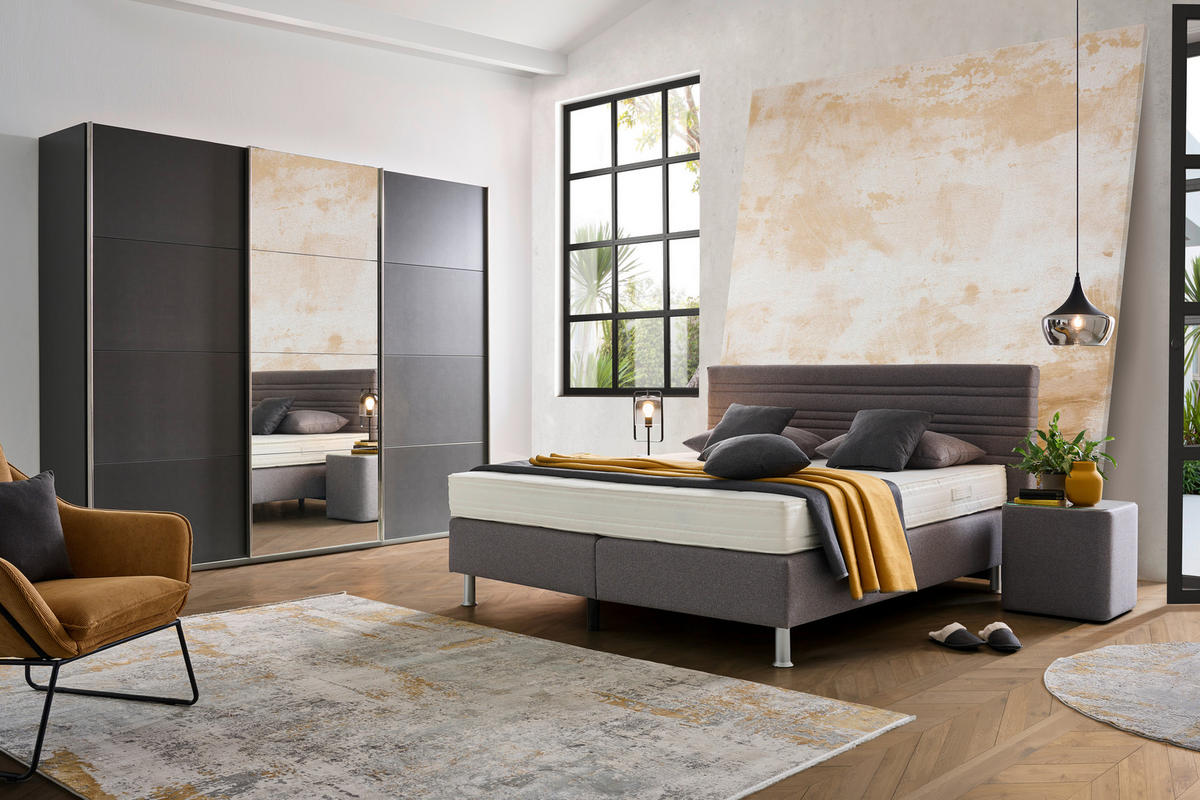  SCHWEBETÜRENSCHRANK 270/230/62 cm 3-türig  - Chromfarben/Dunkelgrau, Design, Glas/Holzwerkstoff (270/230/62cm) - Xora