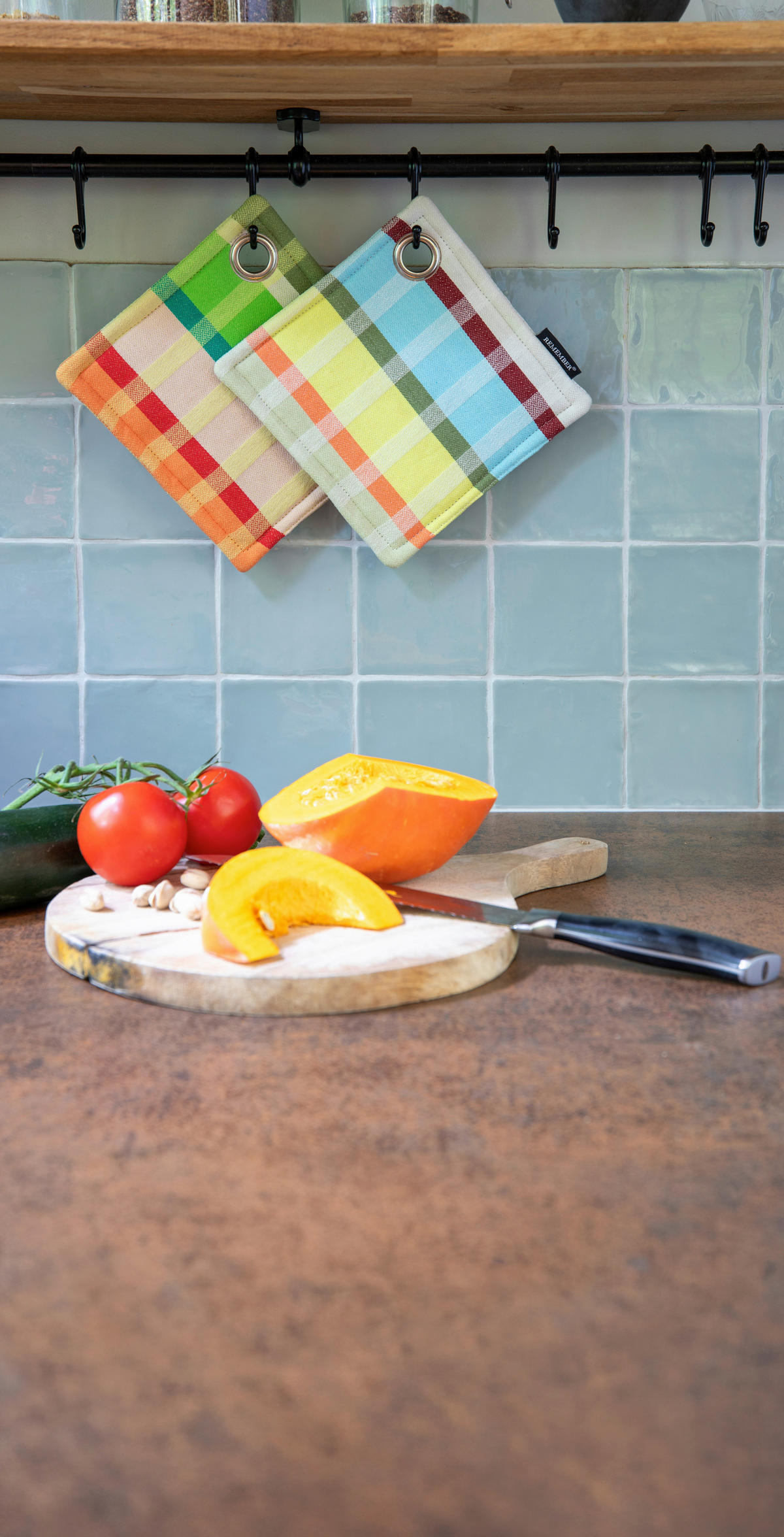 TOPFLAPPEN Gelb, Pastellblau  - Pastellblau/Gelb, Basics, Textil (18,5/18,5/2cm)