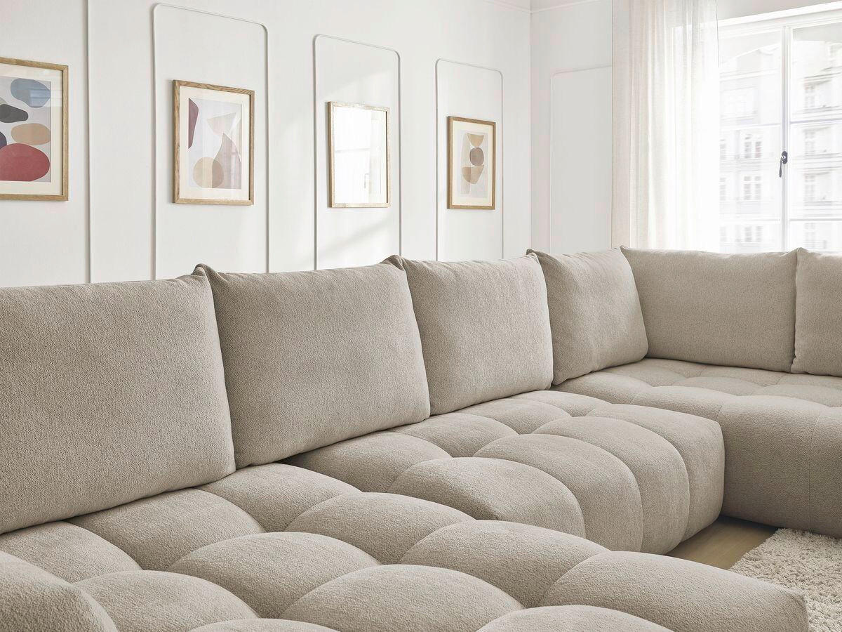 ECKSCHLAFSOFA EVEREST  mit Rücken echt, Armteil links, Armteil rechts Flachgewebe Taupe  - Taupe/Schwarz, MODERN, Kunststoff/Textil (423/212/90cm)