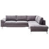 ECKSOFA Grau Velours  - Chromfarben/Grau, Design, Textil/Metall (281/200cm) - Hom`in