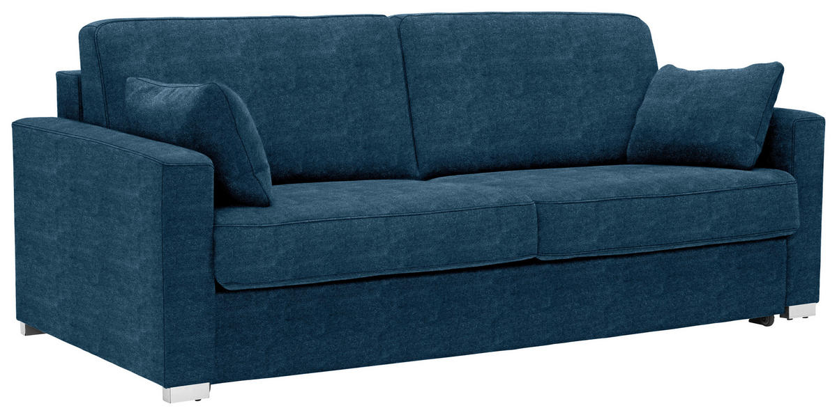 SCHLAFSOFA Webstoff Dunkelblau  - Chromfarben/Dunkelblau, KONVENTIONELL, Textil/Metall (208/86/97cm) - Novel