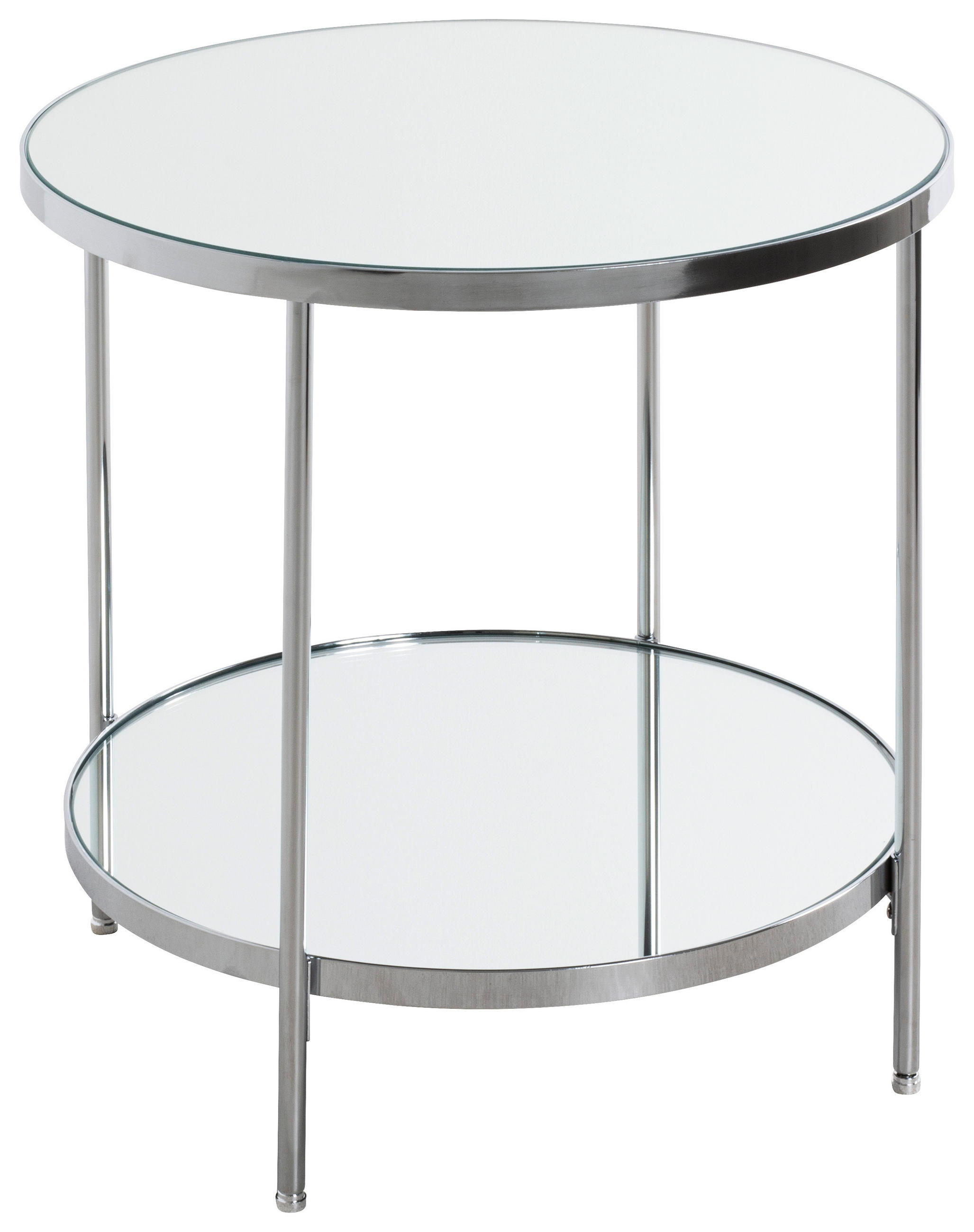 BEISTELLTISCH 45/45/46 cm Chromfarben rund  - Chromfarben, Trend, Glas/Metall (45/45/46cm)