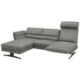 ECKSOFA Hellgrau Flachgewebe  - Hellgrau/Schwarz, Design, Textil/Metall (176-217/279-327cm) - Dieter Knoll