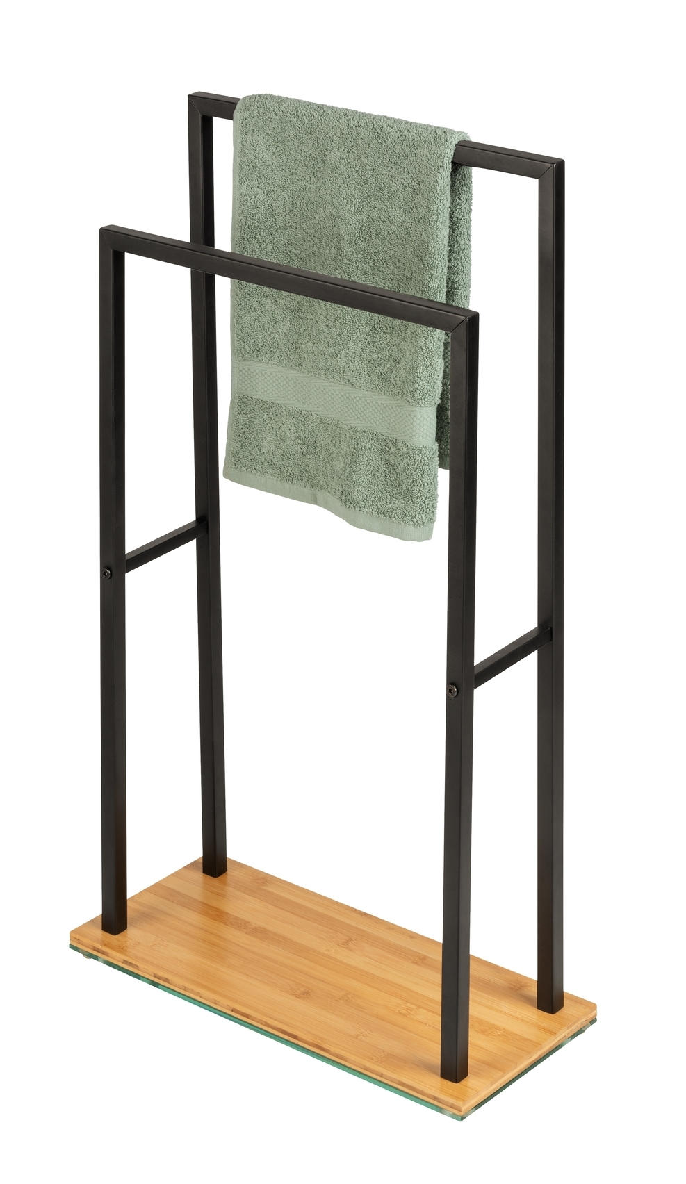 STOJAN NA RUČNÍKY - černá/přírodní barvy, Konvenční, kov/dřevo (46/80/20cm) - Wenko
