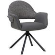 ARMLEHNSTUHL  Sitzfläche 360° drehbar, inklusive Armlehnen, automatische Rückholfunktion Webstoff Echtleder  - Schwarz, Design, Leder/Textil (62,5/86/64cm) - Novel