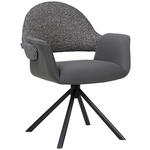 ARMLEHNSTUHL  Sitzfläche 360° drehbar, inklusive Armlehnen, automatische Rückholfunktion Webstoff Echtleder  - Schwarz, Design, Leder/Textil (62,5/86/64cm) - Novel