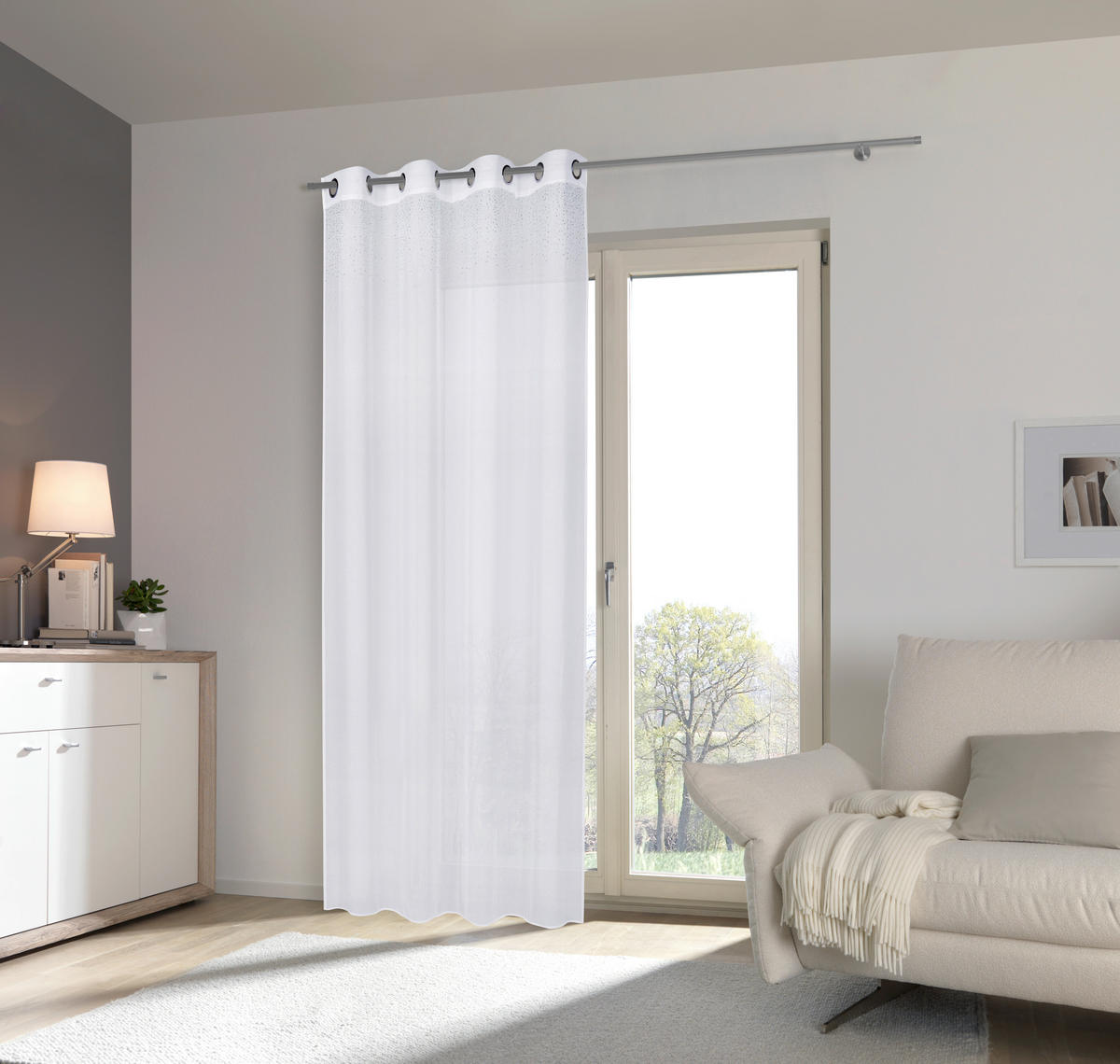 ZÁVES S OČKAMI, priehľadné, 140/245 cm - biela, Konventionell, textil (140/245cm) - Esposa