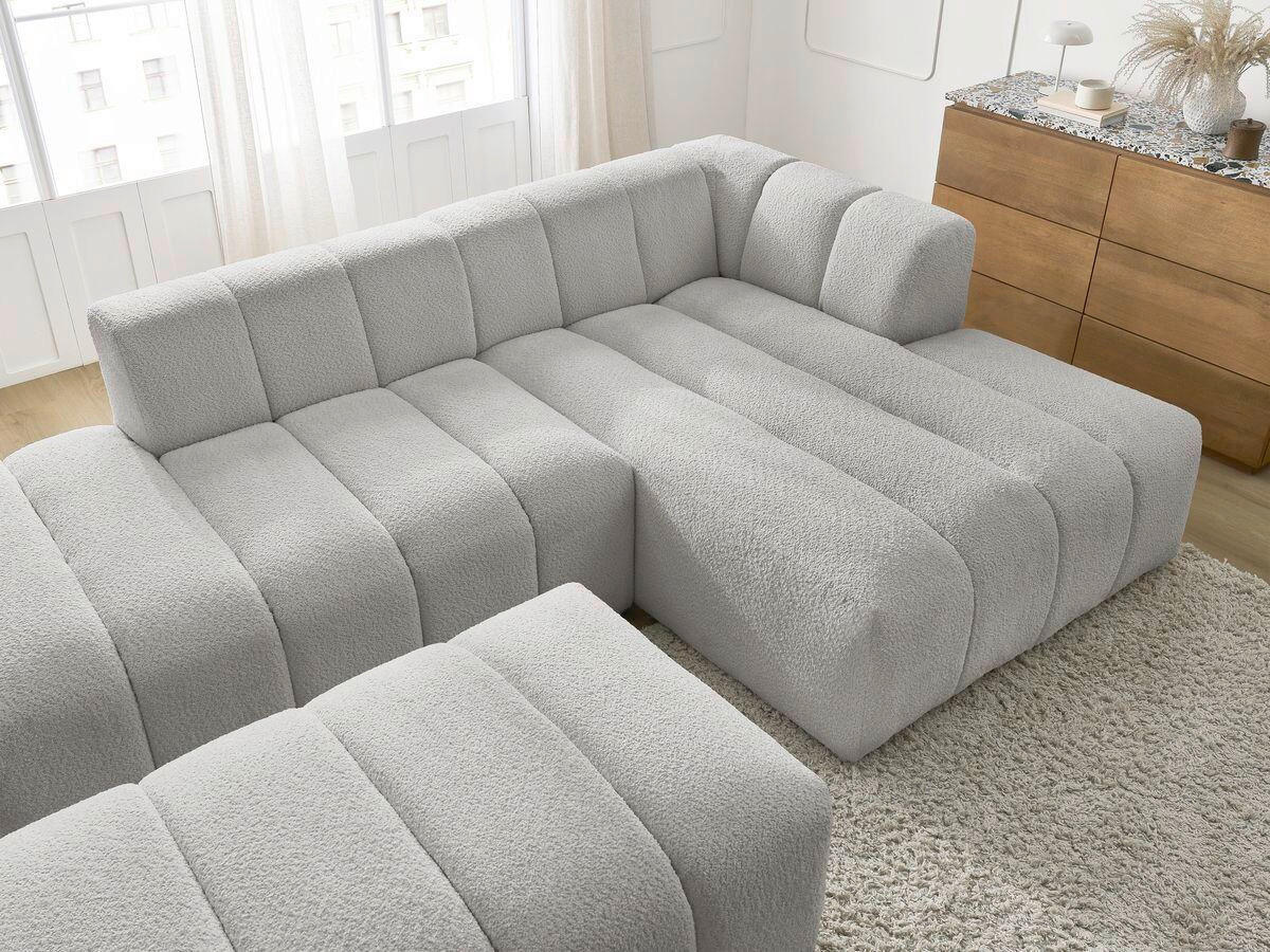 ECKSOFA  ANNECY Hellgrau Bouclé  - Hellgrau/Schwarz, MODERN, Kunststoff/Textil (262/170cm)