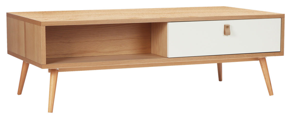 COUCHTISCH Eiche furniert, massiv 120/60/40 cm rechteckig Weiß, Eichefarben  - Hellbraun/Eichefarben, Design, Holz/Holzwerkstoff (120/60/40cm) - Boxxx