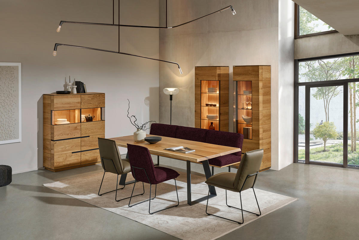 STUHL  Stoff-/Lederauswahl Webstoff  - Bordeaux/Graphitfarben, Design, Textil/Metall (52/85/66cm) - Cassando