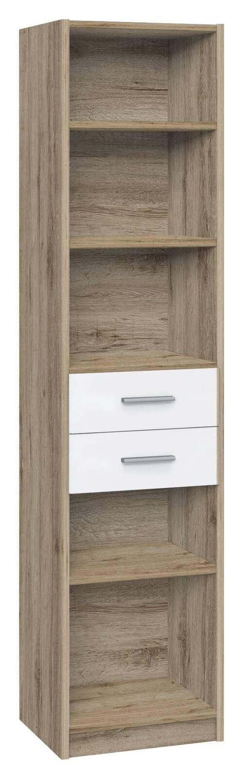 HYLLA i 48/197/40 cm vit, ek San Remo  - vit/aluminiumfärgad, Klassisk, trämaterial/plast (48/197/40cm) - Carryhome