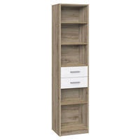 HYLLA i 48/197/40 cm vit, ek San Remo  - vit/aluminiumfärg, Klassisk, trämaterial/plast (48/197/40cm) - Carryhome