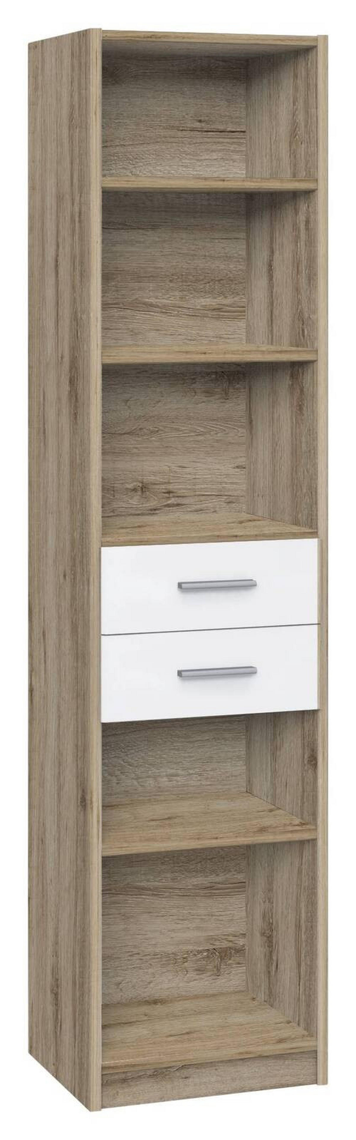 HYLLA i 48/197/40 cm vit, ek San Remo  - vit/aluminiumfärg, Klassisk, trämaterial/plast (48/197/40cm) - Carryhome