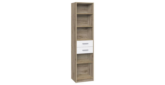 REGAL Weiß, Eiche San Remo - Alufarben/Weiß, KONVENTIONELL, Holzwerkstoff/Kunststoff (48/197/40cm) - Carryhome