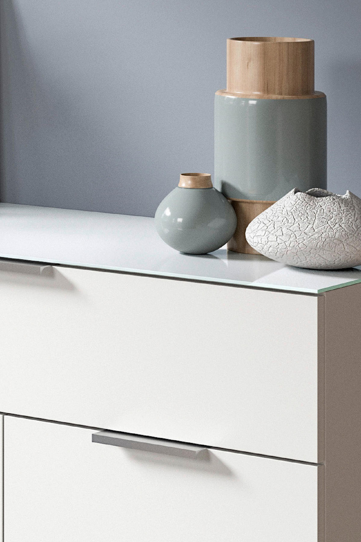 KOMODA, bela  - srebrne barve/črna, Design, kovina/umetna masa (135/86/40cm) - Livetastic