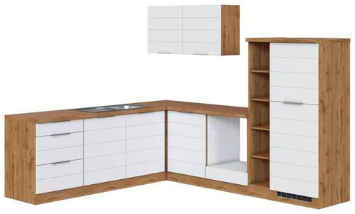 ECKKÜCHE 240/270 cm in Weiß, Eiche Wotan - Eiche Wotan/Weiß, Design, Holzwerkstoff/Metall (240/270cm) - Held