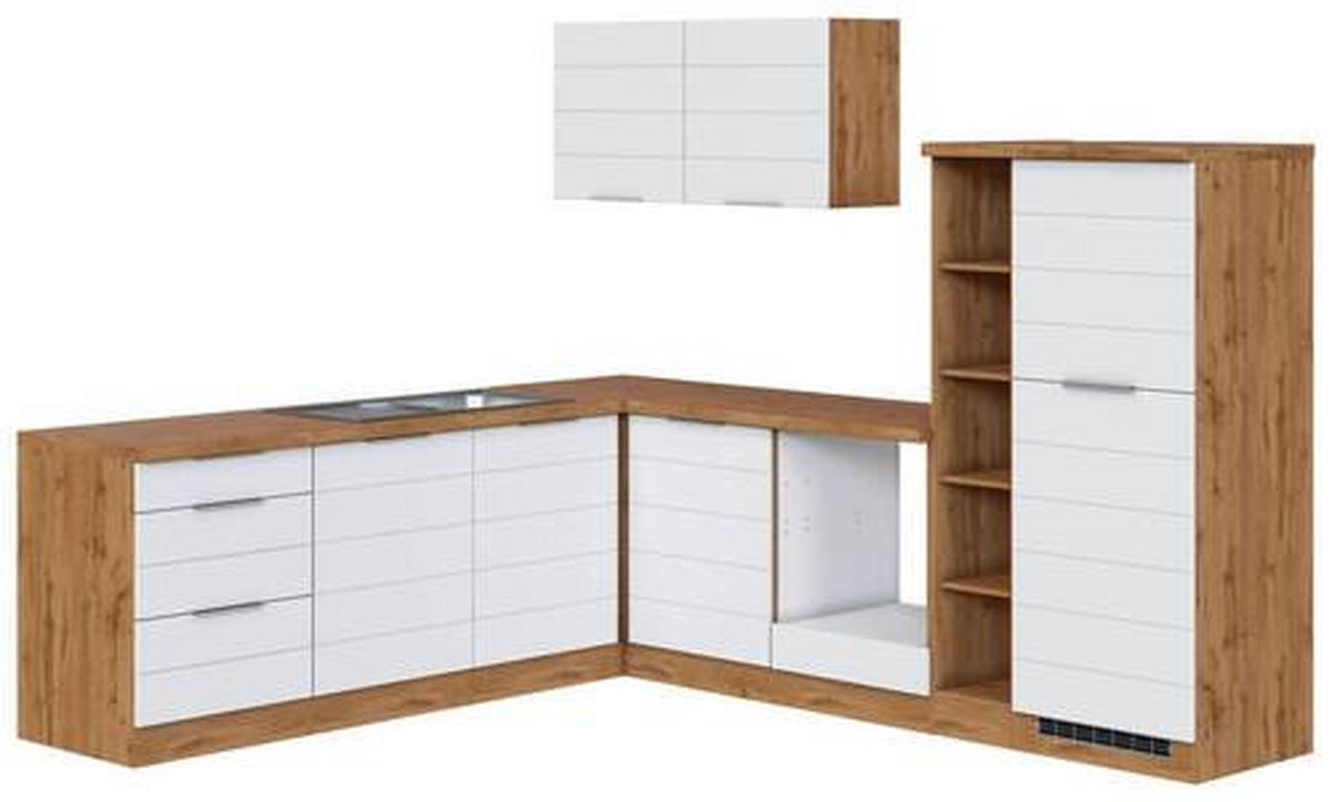 ECKKÜCHE 240/270 cm  in Weiß, Eiche Wotan  - Eiche Wotan/Weiß, Design, Holzwerkstoff/Metall (240/270cm) - Held