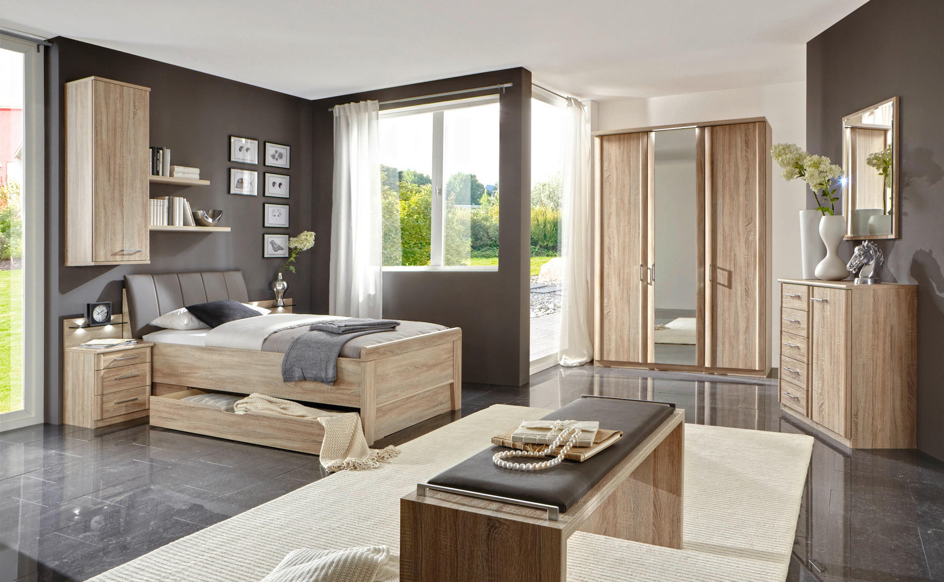 EINZELZIMMER Braun, Eichefarben  - Eichefarben/Braun, KONVENTIONELL, Textil (90/200cm) - Venda