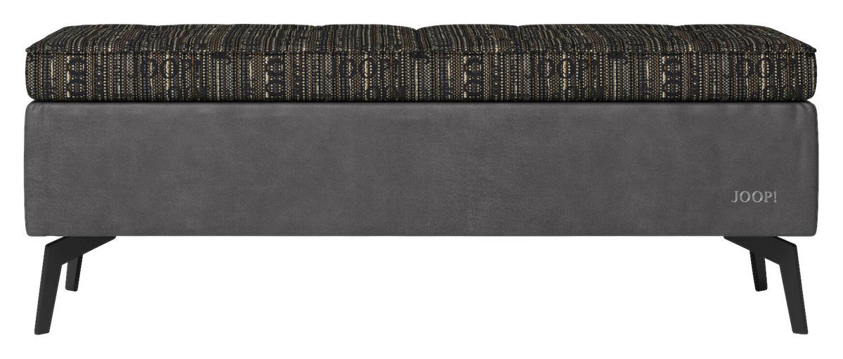 BETTBANK Webstoff, Lederlook (vegan) Dunkelgrau  - Dunkelgrau/Schwarz, Design, Textil/Metall (143/54/51cm) - Joop!
