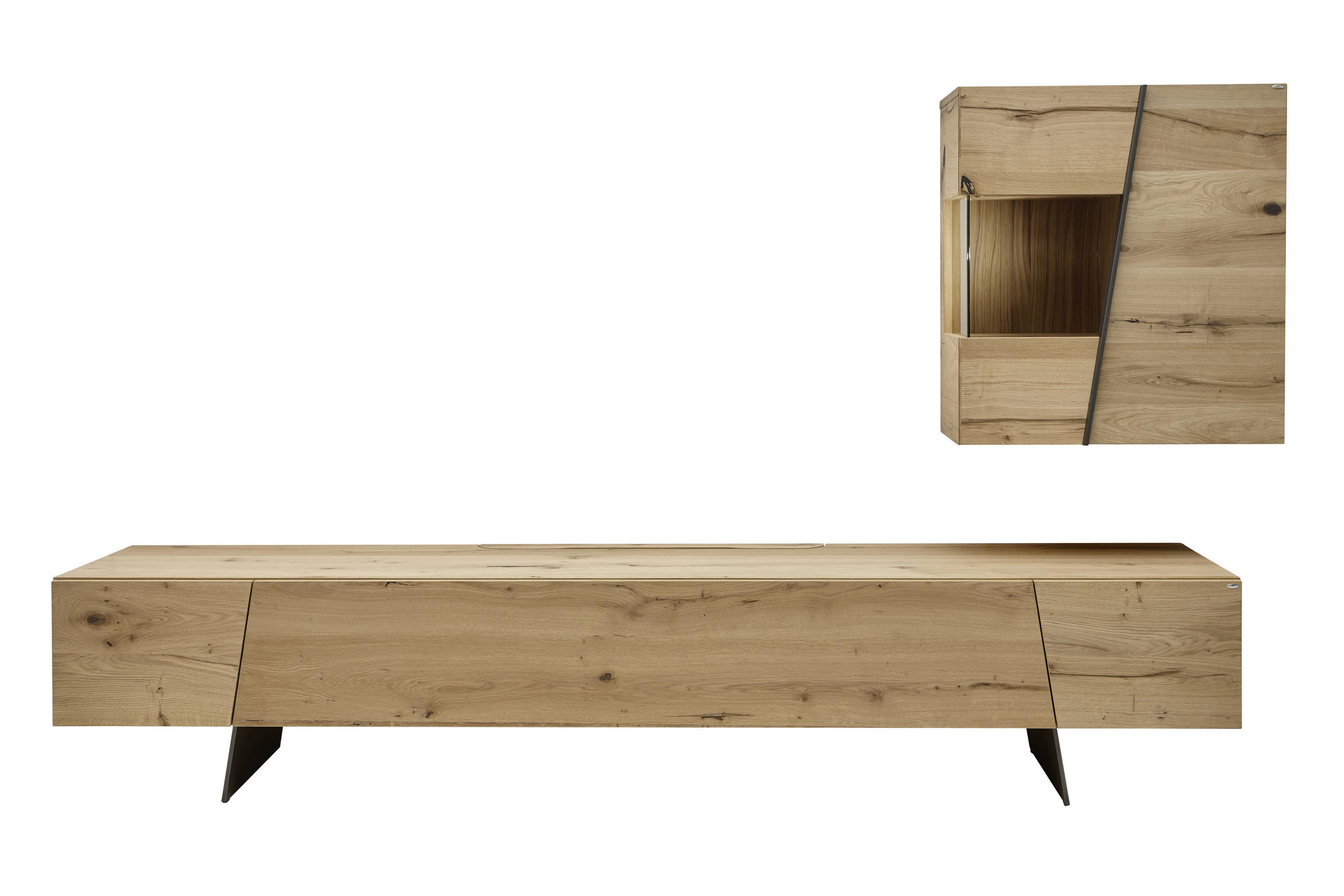 Wohnwand in Grau, Naturfarben