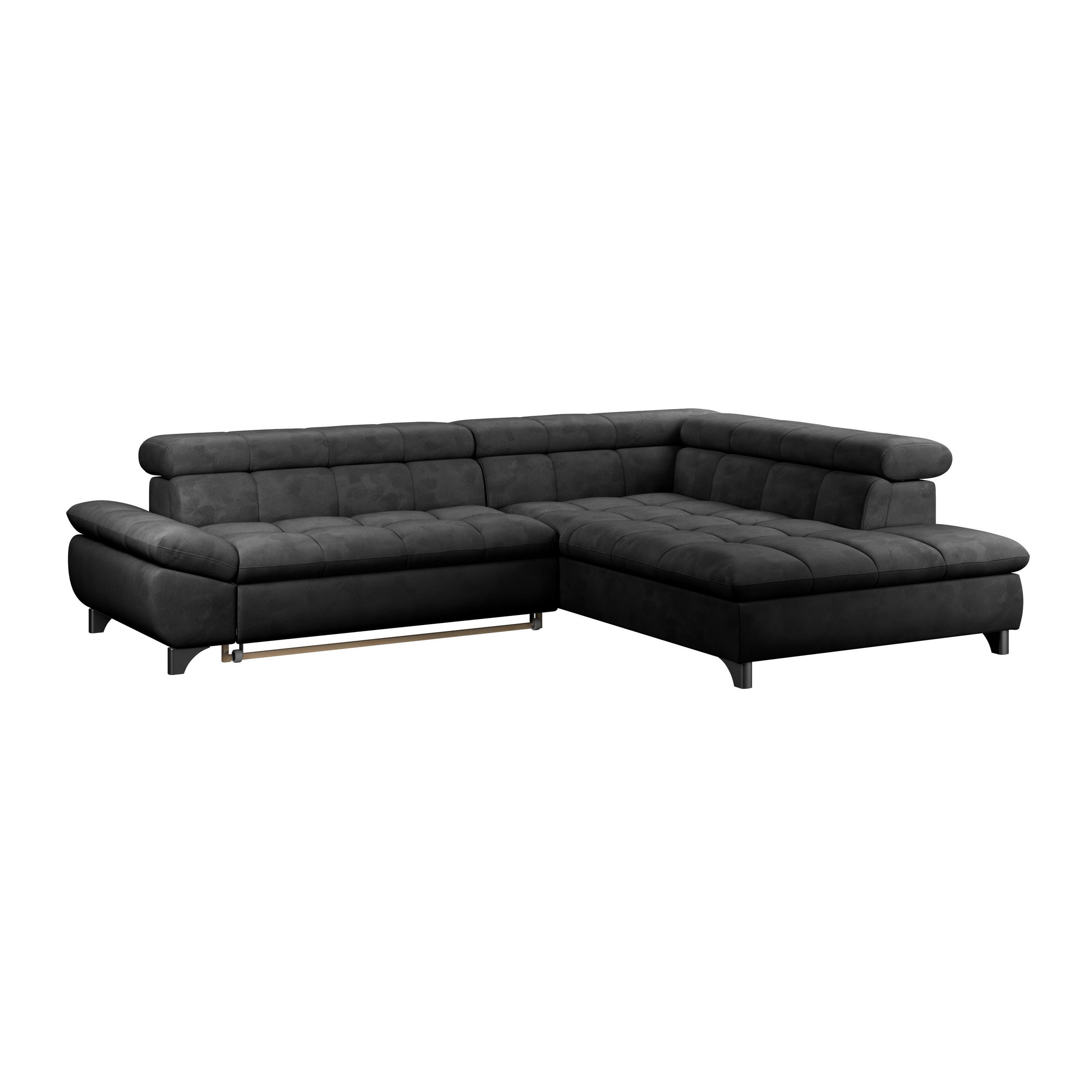 ECKSOFA Anthrazit Chenille  - Chromfarben/Anthrazit, KONVENTIONELL, Textil/Metall (312/234cm) - Livetastic