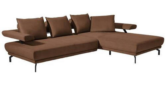 ECKSOFA in Mikrofaser Hellbraun 305/224 cm - Hellbraun/Schwarz, Design, Textil/Metall (305/224cm) - Dieter Knoll