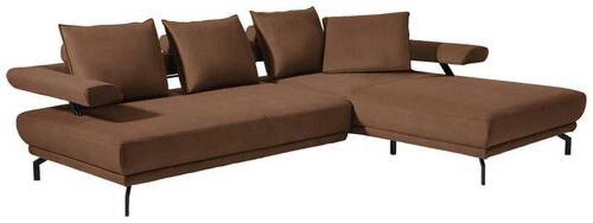 ECKSOFA in Mikrofaser Hellbraun  305/224 cm  - Hellbraun/Schwarz, Design, Textil/Metall (305/224cm) - Dieter Knoll