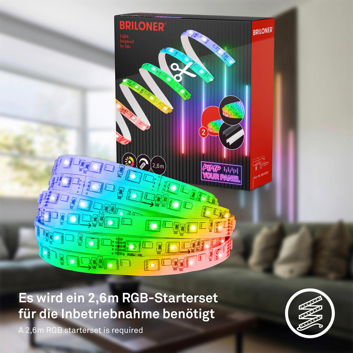 LED-STRIP 260 cm  Pimp Your Panel Erweiterung  - Weiß, Basics, Kunststoff (260cm) - Briloner