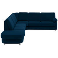 ECKSOFA in Flachgewebe Dunkelblau  - Alufarben/Dunkelblau, Konventionell, Textil/Metall (287/269cm) - Beldomo System