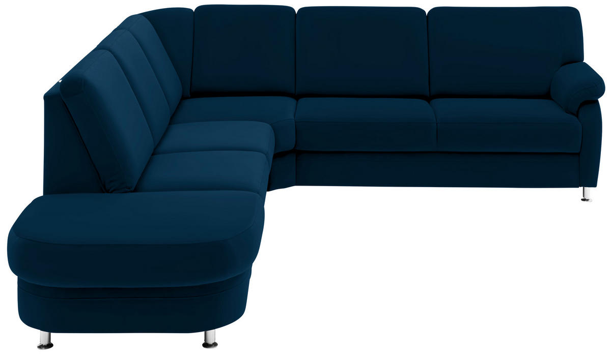 ECKSOFA in Flachgewebe Dunkelblau  - Alufarben/Dunkelblau, Konventionell, Textil/Metall (287/269cm) - Beldomo System
