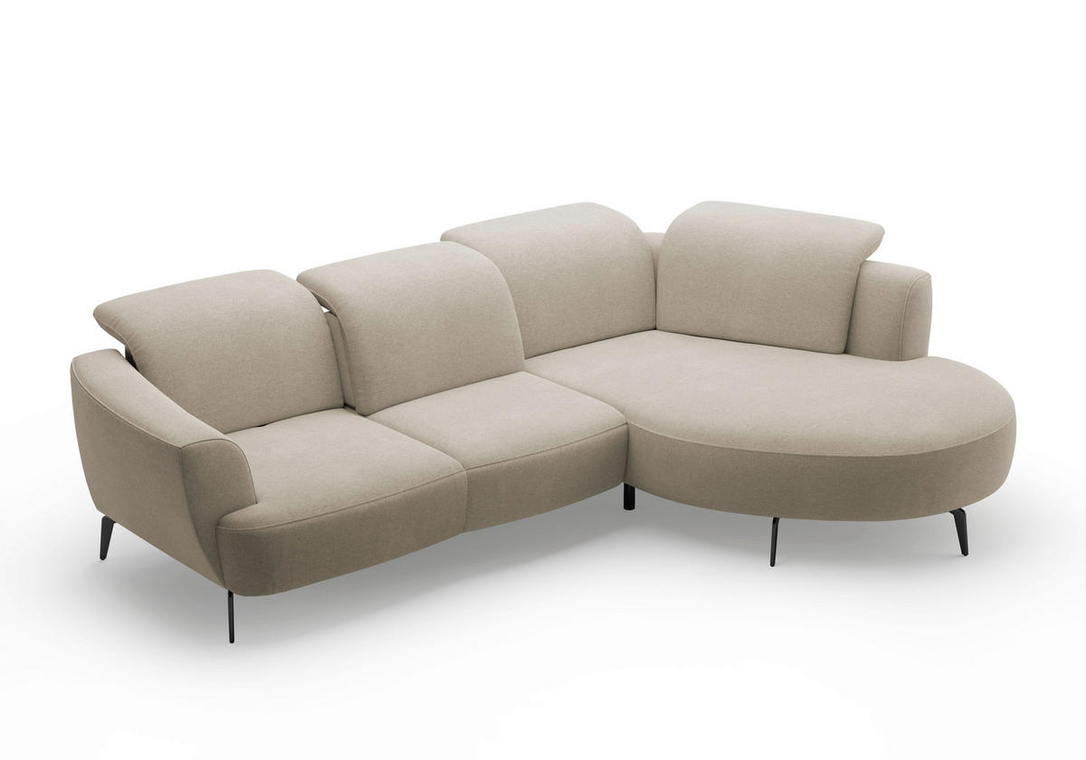 ECKSOFA in Mikrofaser Beige  - Beige/Schwarz, Konventionell, Textil/Metall (309/199cm) - Sit & More