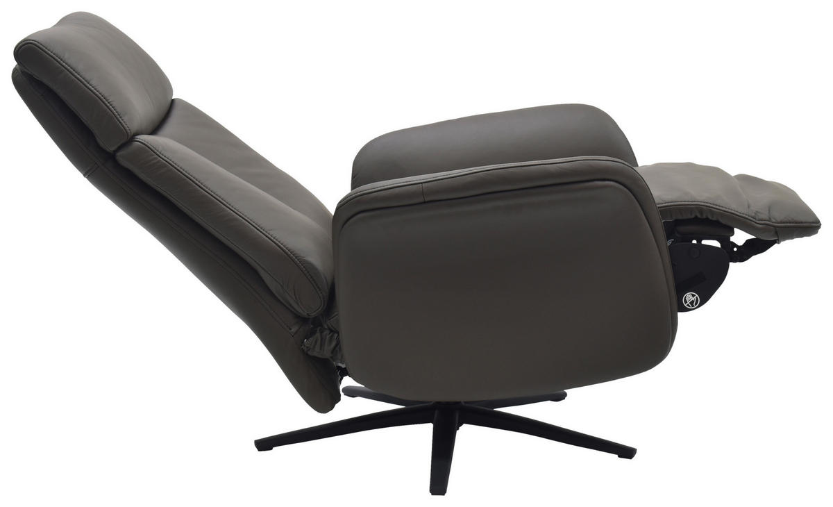 RELAXSESSEL Lederlook Echtleder    - Dunkelbraun/Schwarz, Design, Leder/Holz (75/109/84/148/84cm) - Livetastic