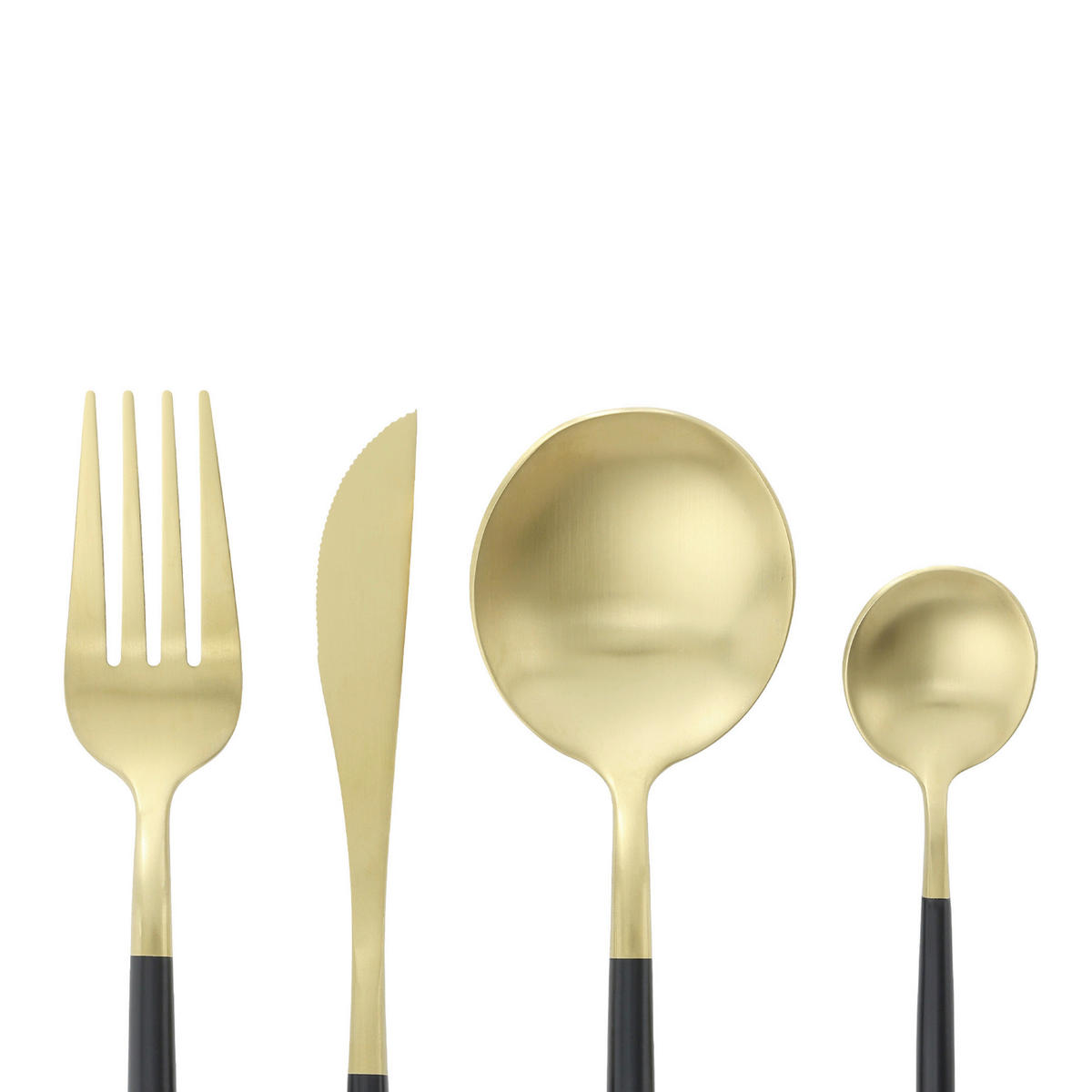 BESTECKSET 16-teilig Edelstahl  für  - Goldfarben/Schwarz, Basics, Metall - Eglo