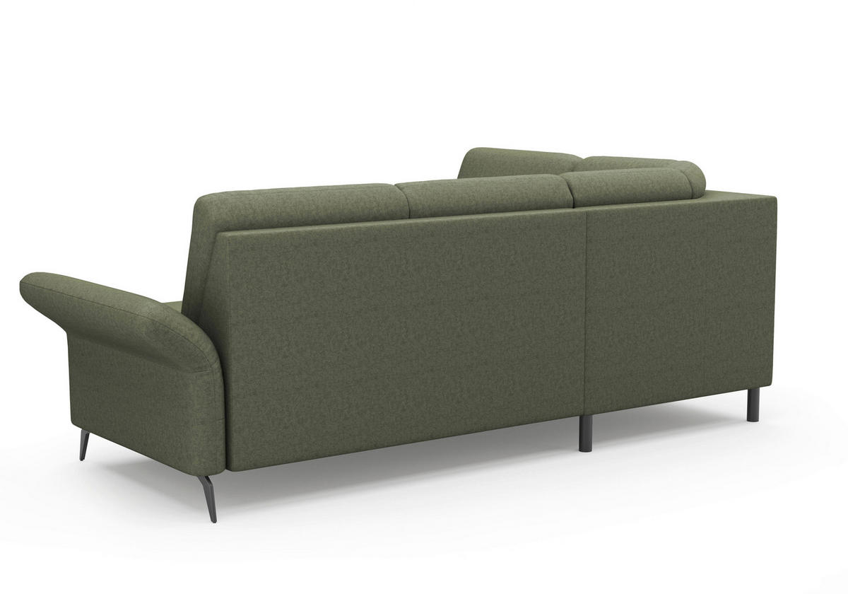 ECKSOFA ROCHELLE E Olivgrün Flachgewebe  - Schwarz/Olivgrün, KONVENTIONELL, Textil/Metall (216/240cm) - Sit & More