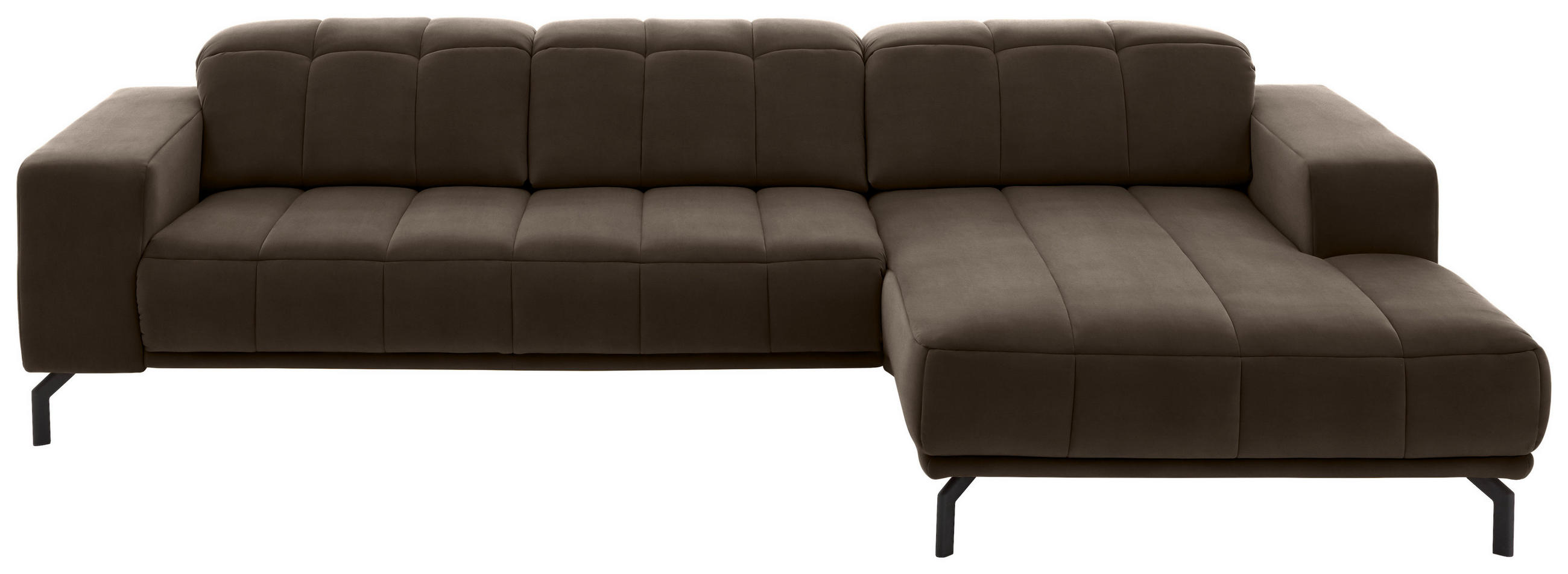 ECKSOFA in Velours Braun  293/195 cm  - Schwarz/Braun, Design, Textil/Metall (293/195cm) - Beldomo Style