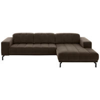ECKSOFA in Velours Braun  293/195 cm  - Schwarz/Braun, Design, Textil/Metall (293/195cm) - Beldomo Style
