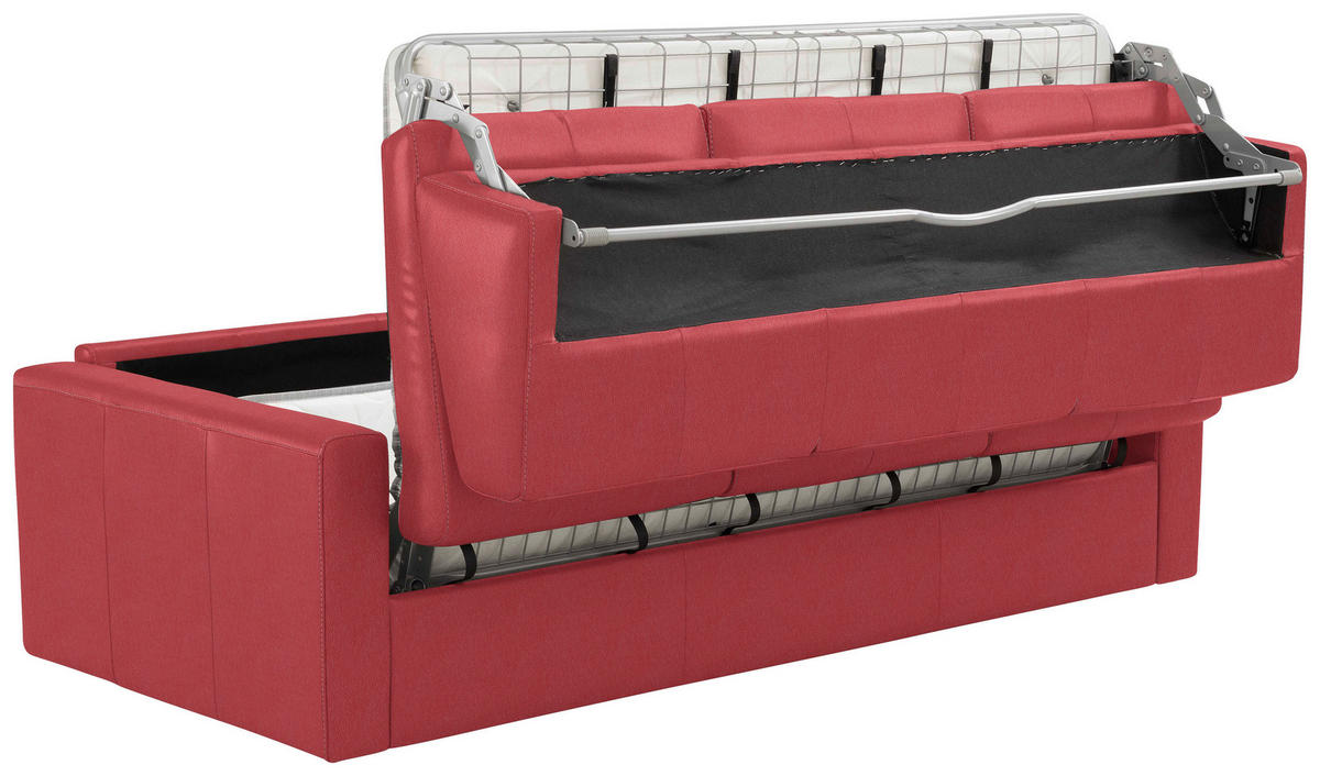 SCHLAFSOFA Rot  - Rot/Hellgrau, Konventionell, Leder/Kunststoff (206/81/96cm) - Novel