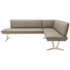 ECKBANK 237/162 cm  in Taupe  - Taupe/Edelstahlfarben, Design, Leder/Holz (237/162cm) - Ambiente