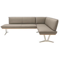 ECKBANK in Holz, Metall, Leder Taupe  - Taupe/Edelstahlfarben, Design, Leder/Holz (217/152cm) - Ambiente