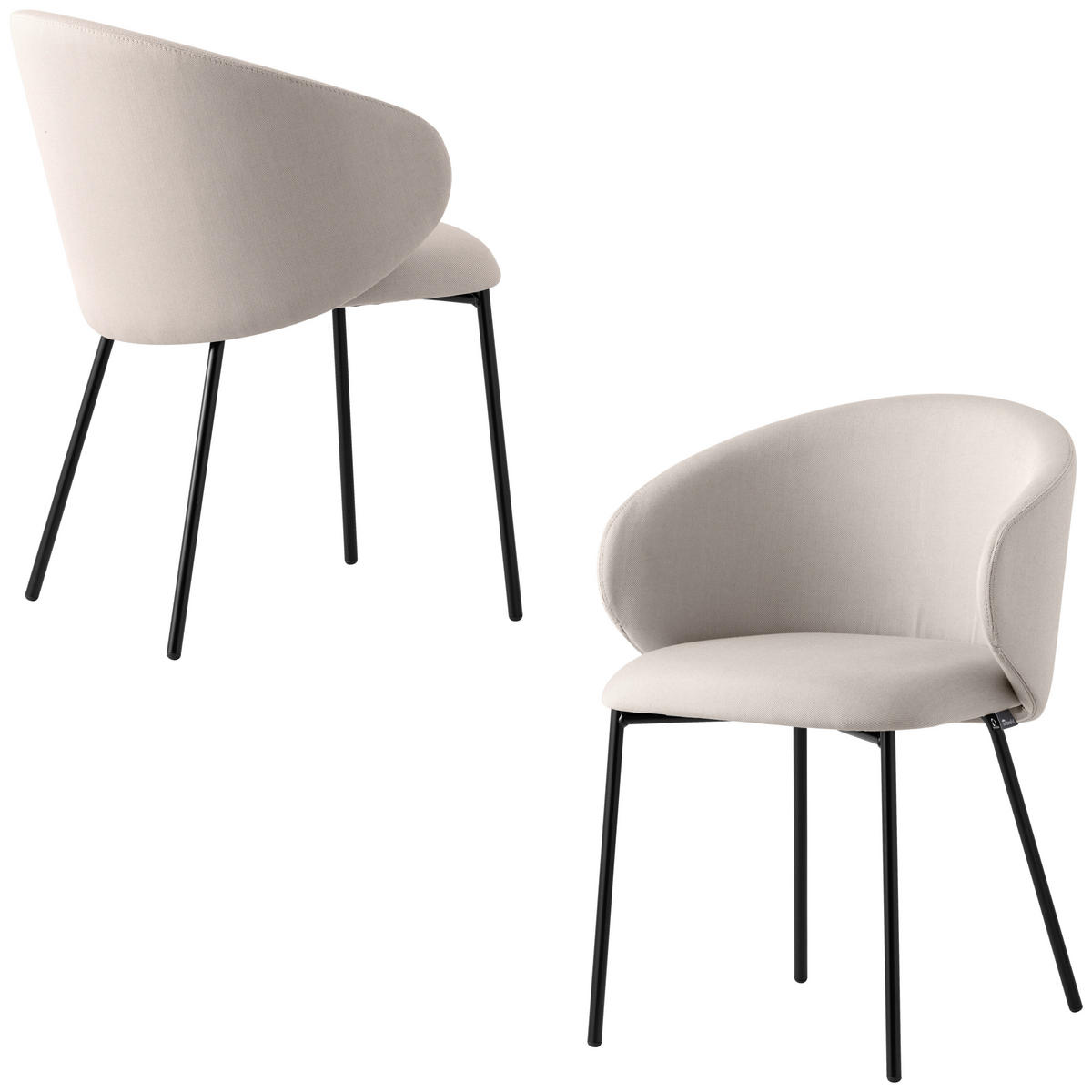 GARTENSTUHL-SET Edelstahl Schwarz, Sandfarben  - Sandfarben/Schwarz, Basics, Textil/Metall (55/76/56cm) - Connubia 