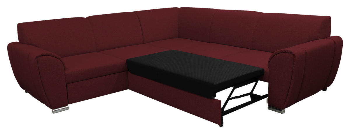ECKSOFA in Flachgewebe Dunkelrot  266/266 cm  - Silberfarben/Dunkelrot, Design, Kunststoff/Textil (266/266cm) - Livetastic