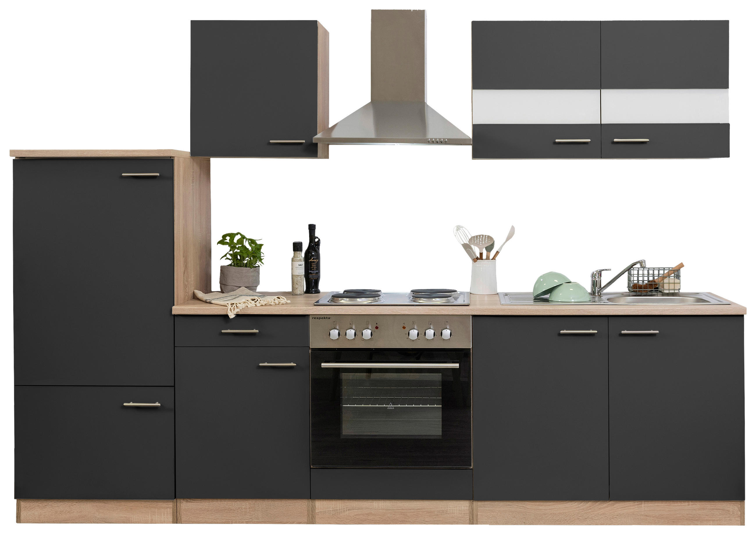 KÜCHENLEERBLOCK 270 cm   in Grau  - Eichefarben/Silberfarben, Basics, Holzwerkstoff/Metall (270cm) - Respekta